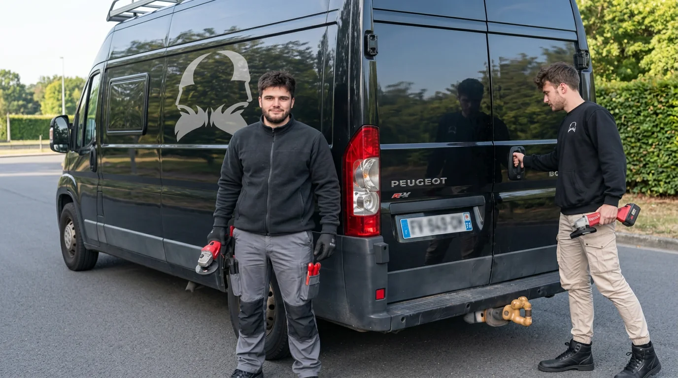 Équipe Calliclès devant son véhicule d’intervention